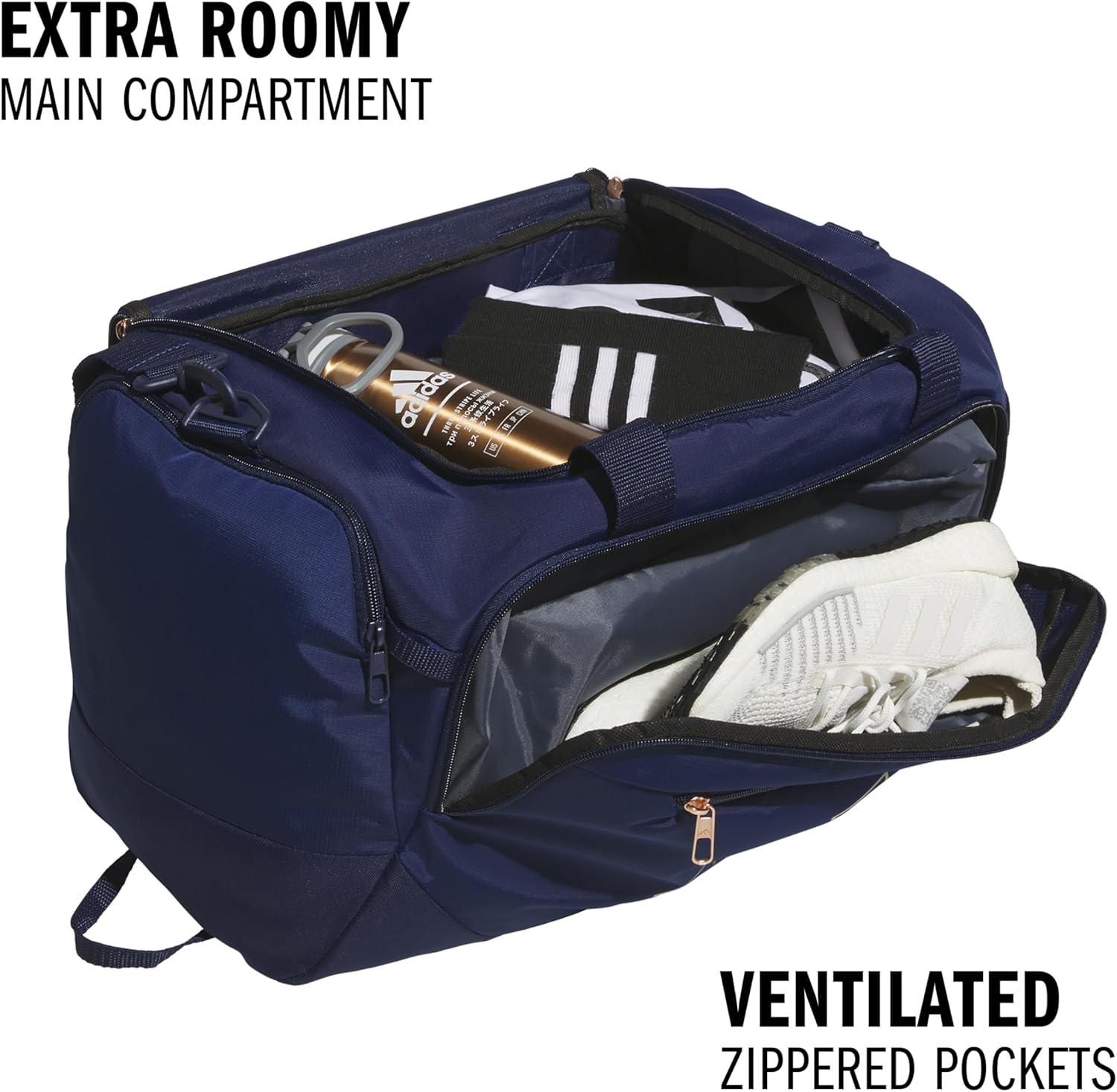 Defender 5 Duffel, Dark Blue/Rose Gold, Small (42L)