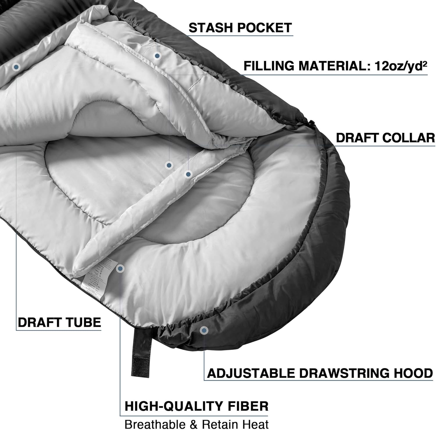 Atarashi Camping Sleeping Bag- 4 Seasons for Adults, Light, Warm, Extra-Large with Compression Sack- Great for Hiking, Backpacking & Outdoor Adventures - Image 3