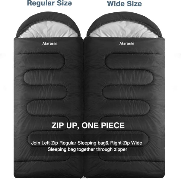 Atarashi Camping Sleeping Bag- 4 Seasons for Adults, Light, Warm, Extra-Large with Compression Sack- Great for Hiking, Backpacking & Outdoor Adventures - Image 5