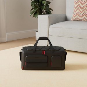 Gym Bag for Women & Men, 35L Sports Travel Duffel Bag with Shoe Laptop Compartment，Anti-Theft Carry On Weekender Bag for Airplane,Workout Overnight Backpack for Travel,Black