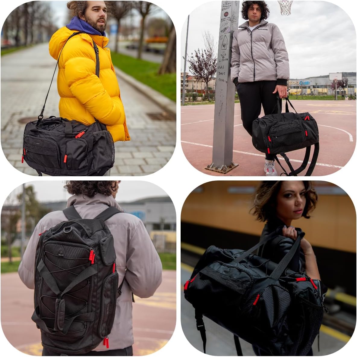 Gym Bag for Women & Men, 35L Sports Travel Duffel Bag with Shoe Laptop Compartment,Anti-Theft Carry On Weekender Bag for Airplane,Workout Overnight Backpack for Travel,Black - Image 6
