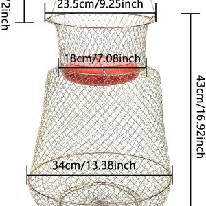 codree Floatable Galvanized Steel Wire Fish Basket, Collapsible Floatable Wire Fishing Basket, Portable Floating Fishing Net Baskets, Robust and Easy to Use