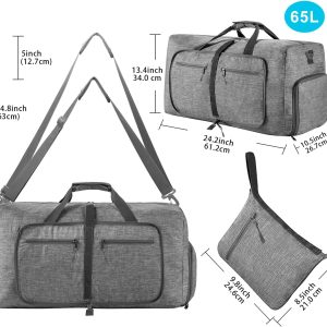 Travel Duffle Bag for Men, 65L 85L 115L Foldable Travel Duffel Bag with Shoes Compartment Overnight Bag for Men Women